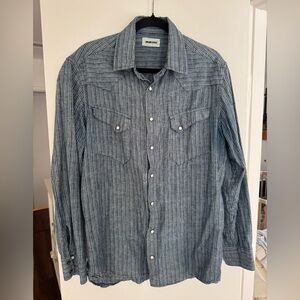 Taylor Stitch Navy Striped Western Shirt